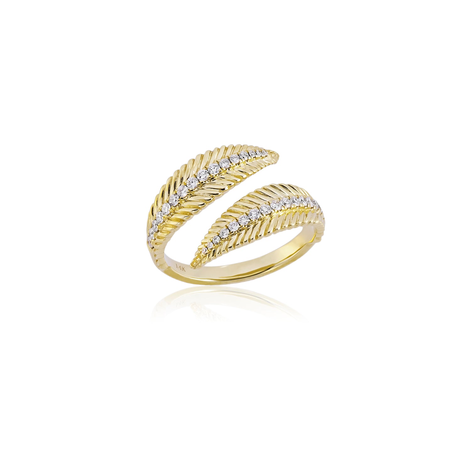 Anel folha degradê diamantes