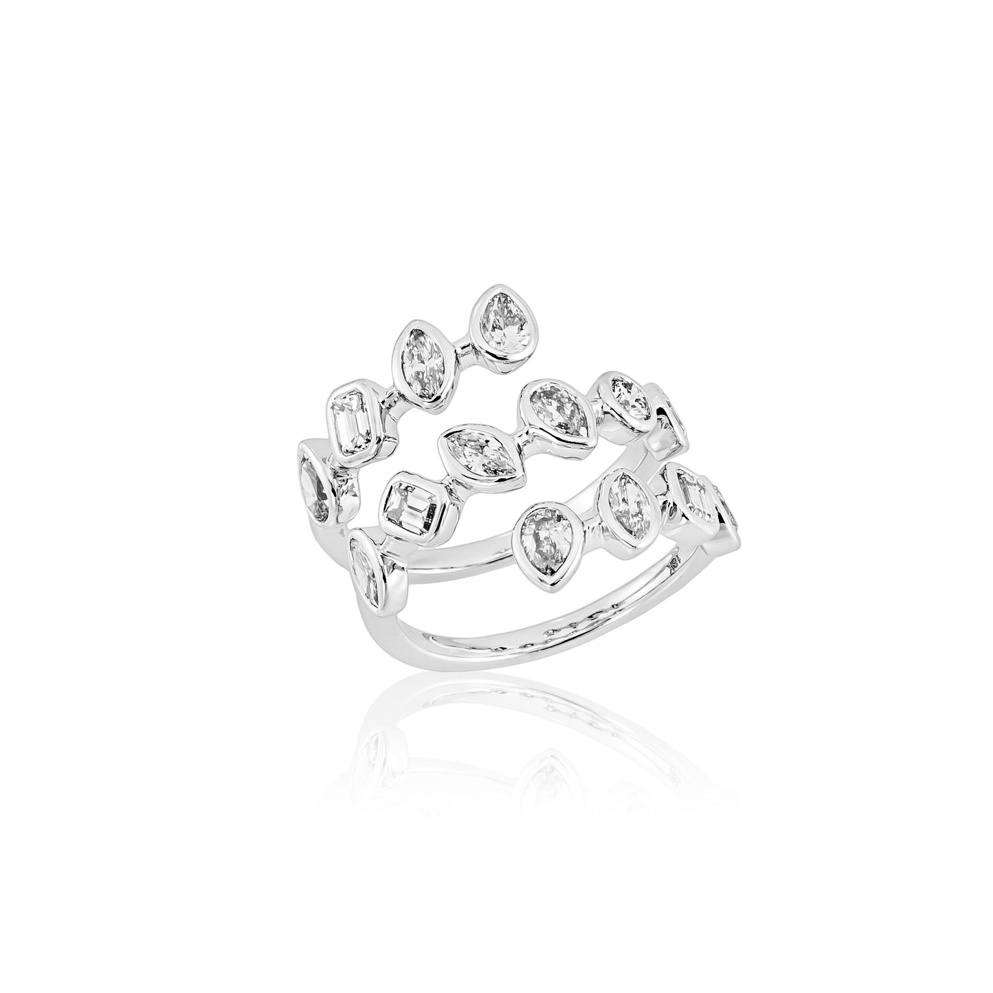 Anel cruzado diamantes