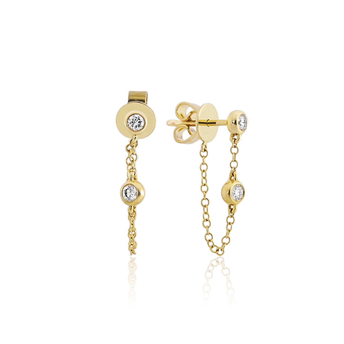 Brinco ponto de luz duplo diamantes cravação inglesa