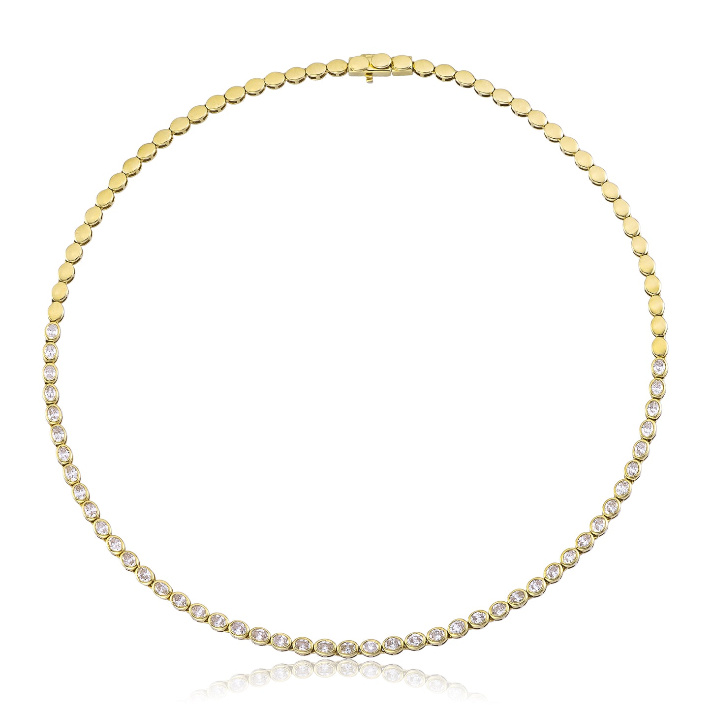 Colar Riviera diamantes oval