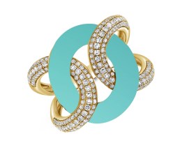 Anel com Turquesa e Diamantes