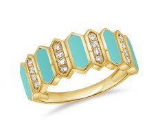 Anel Turquesa Intercalado com Diamantes