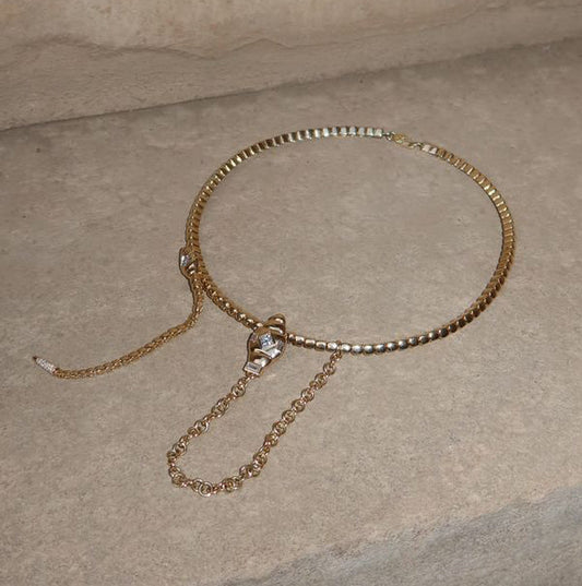 Serpentina Choker em Ouro Amarelo com Diamantes