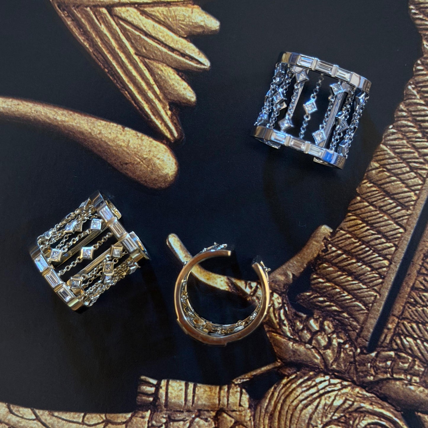 Temple Ring Corrente com Diamantes