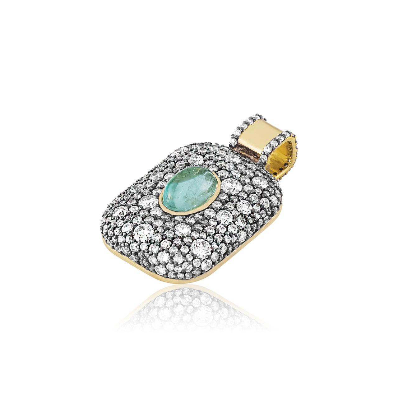 Pré-venda Pingente Ouro Amarelo 18k com Diamantes e Esmeralda