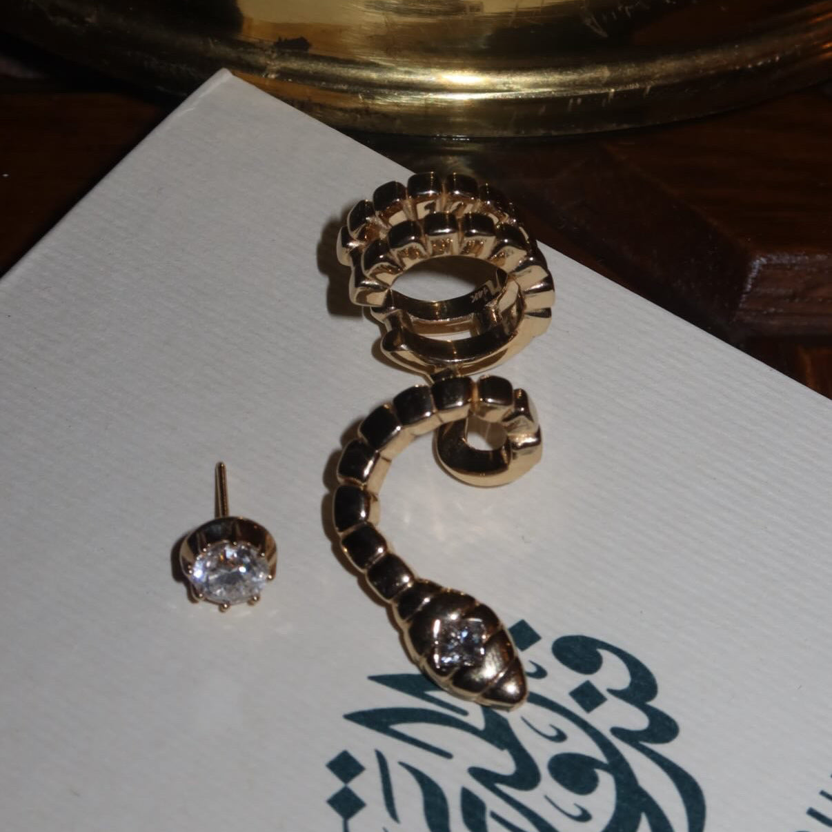 Serpentina Piercing Ouro Amarelo com Diamantes