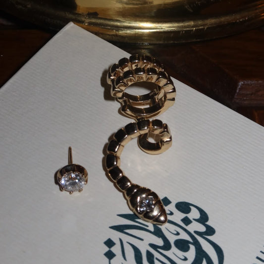 Serpentina Piercing Ouro Amarelo com Diamantes