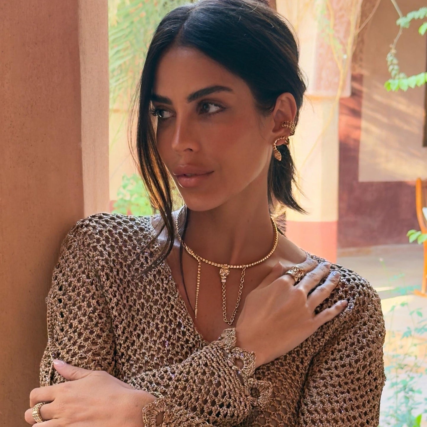 Serpentina Piercing Ouro Amarelo com Diamantes