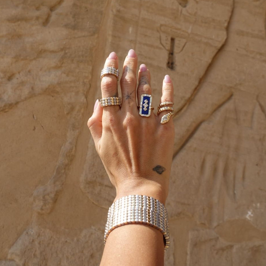 Portal Ring com Lápis Lazúli e Diamantes