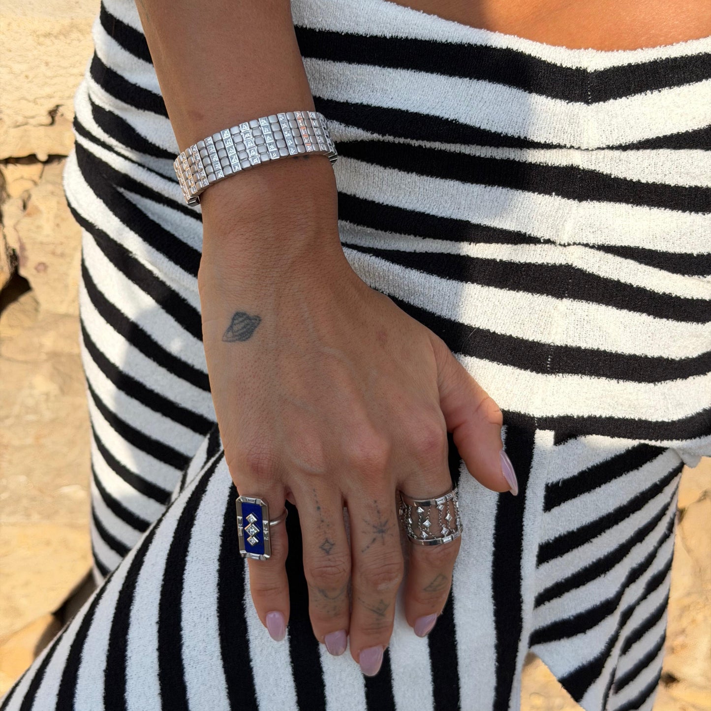 Ouroboros Bracelet Ouro Branco com Diamantes