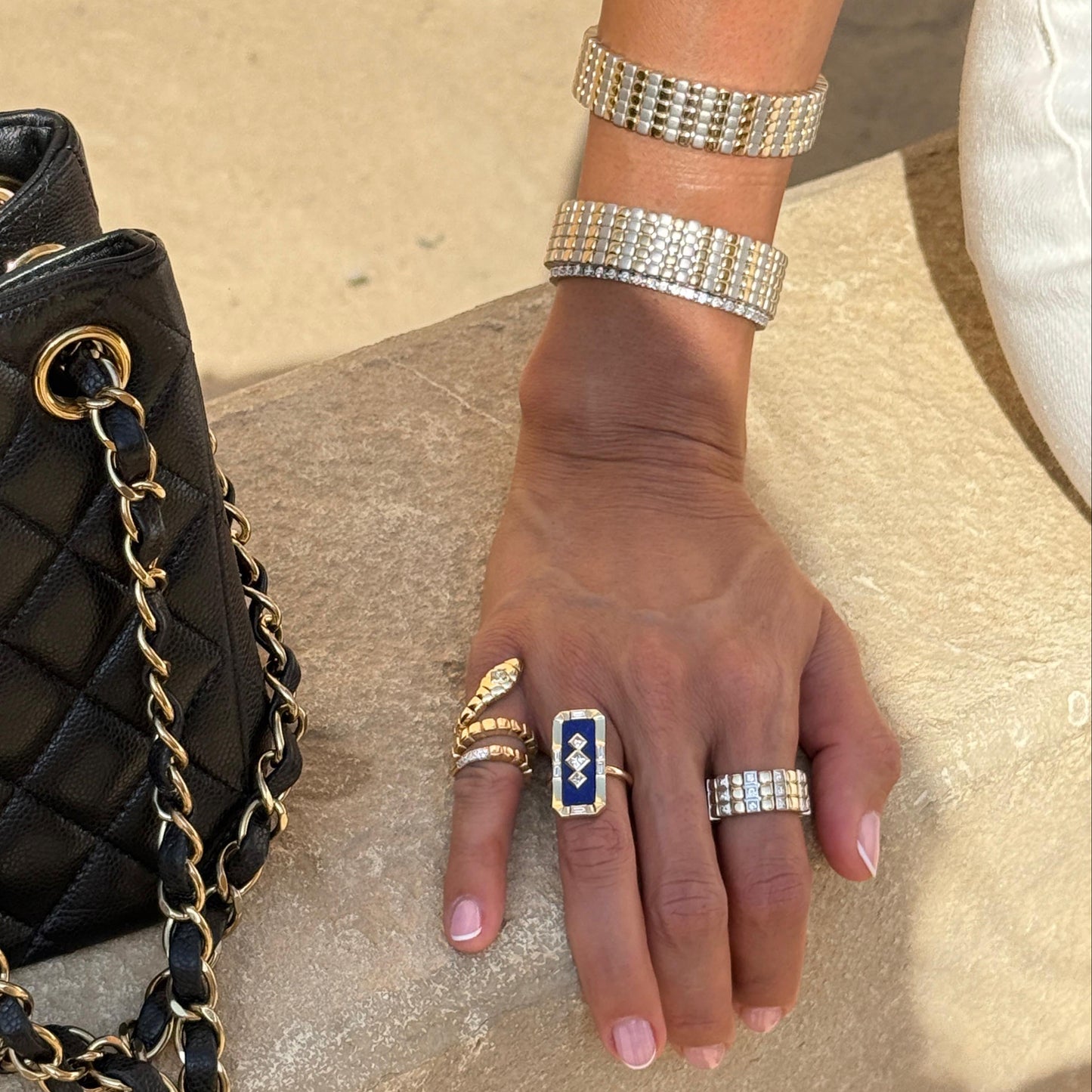 Ouroboros Bracelet Ouro Branco e Ouro Amarelo