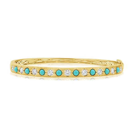 Pulseira Bracelete com Turquesa e Diamantes
