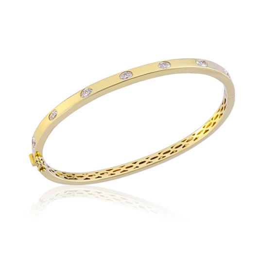 Pulseira bracelete ouro com diamantes oval