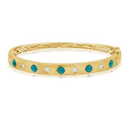 Pulseira Bracelete com Turquesa e Diamantes