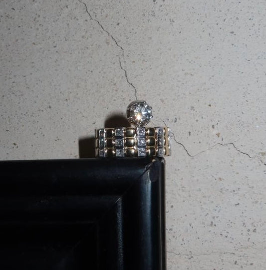 Ouroboros Ring Ouro Branco e Ouro Amarelo com Diamantes