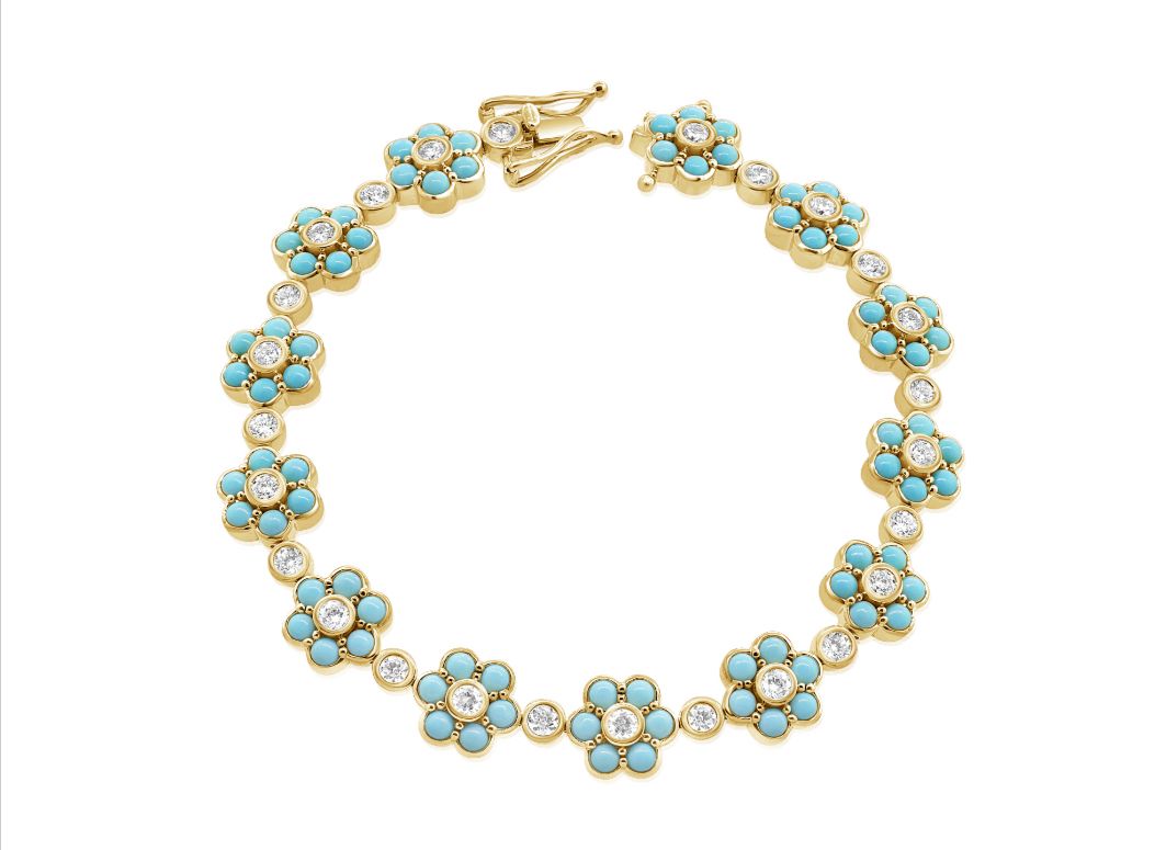 Pulseira de Flores Turmalina e Diamantes
