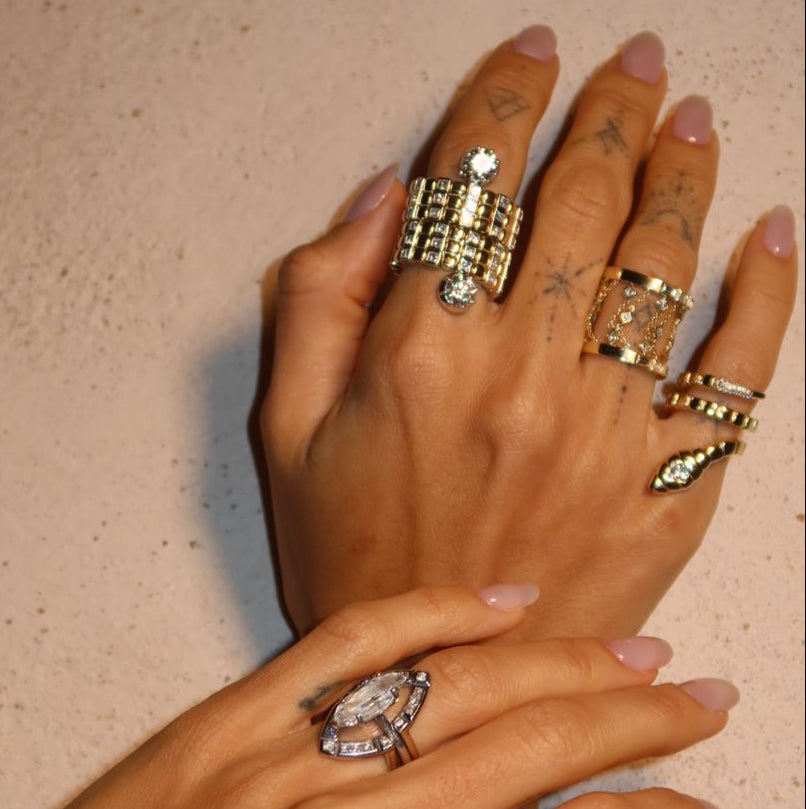 Temple Ring Corrente com Diamantes