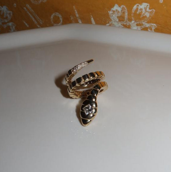 Serpentina Pinky Ring Ouro Amarelo com Diamantes