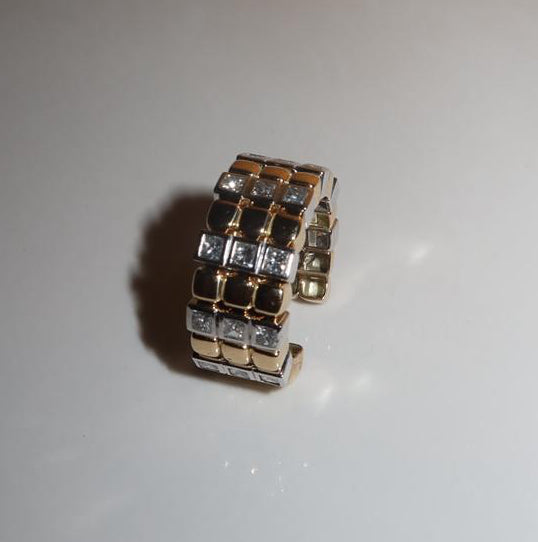 Ouroboros Ring Ouro Branco e Ouro Amarelo com Diamantes