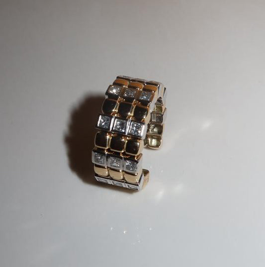 Ouroboros Ring Ouro Branco e Ouro Amarelo com Diamantes