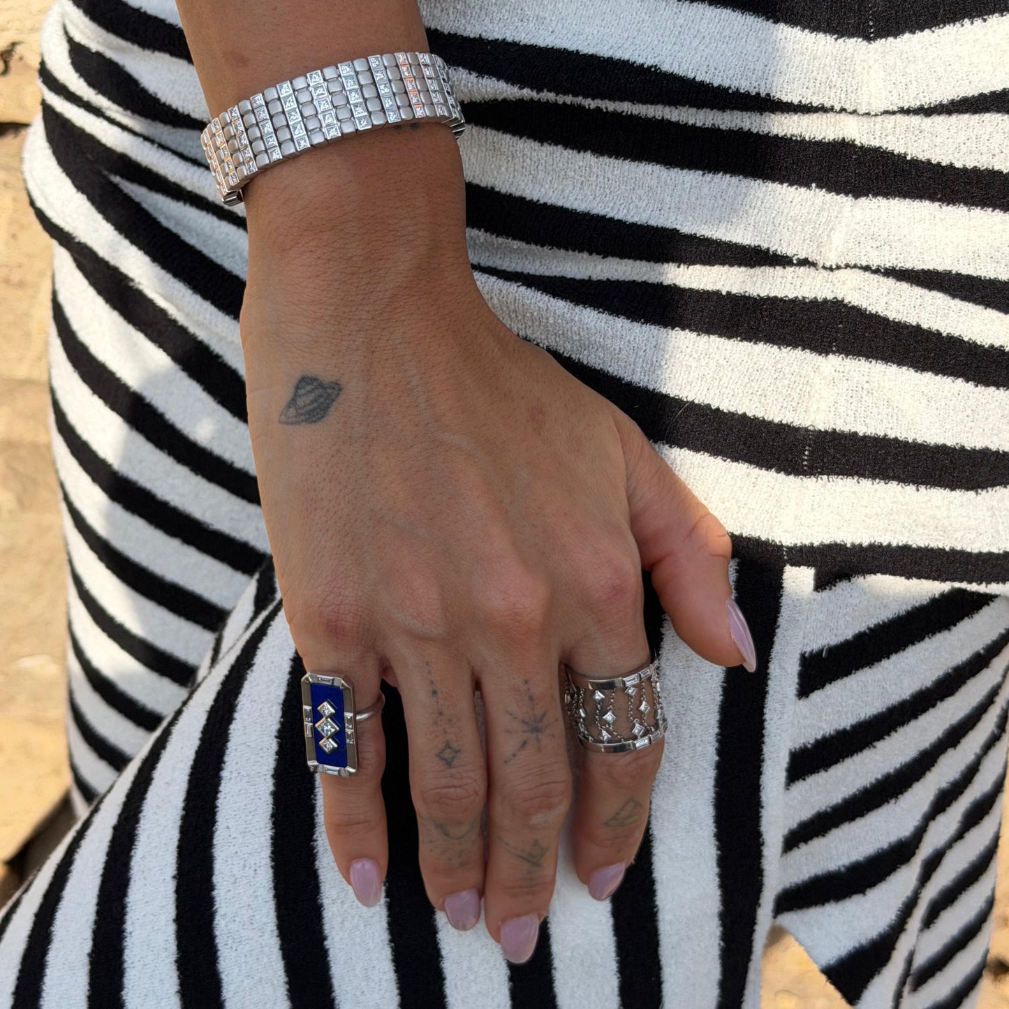 Temple Ring Corrente com Diamantes