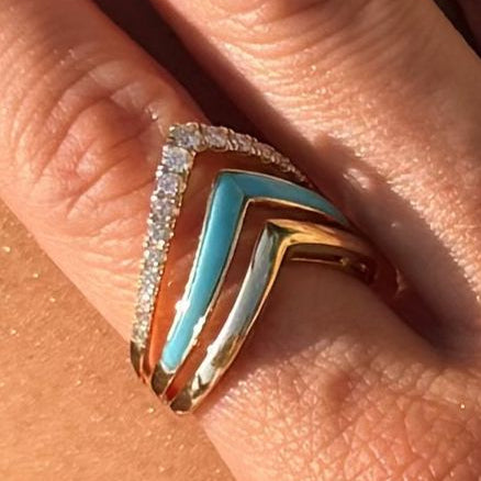 Anel Aro com Turquesa e Diamantes